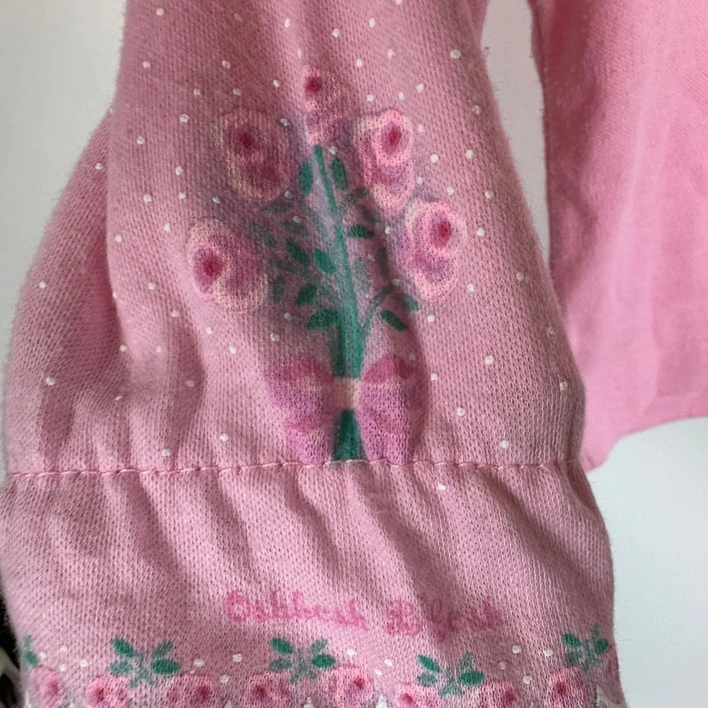 VTG Osh Kosh B'Gosh Pink White Roses Overalls Romper Turtleneck Set‎ 6/9M USA